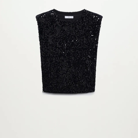 NWT Mango black sequin top. Size M/L - Picture 6 of 9